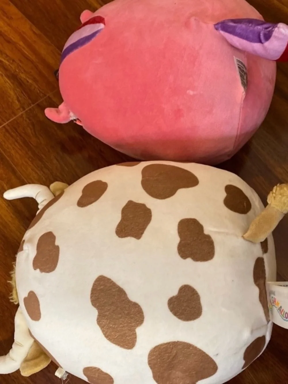 Squishmallows Pink and Brown Cow Plush Pillow Pair